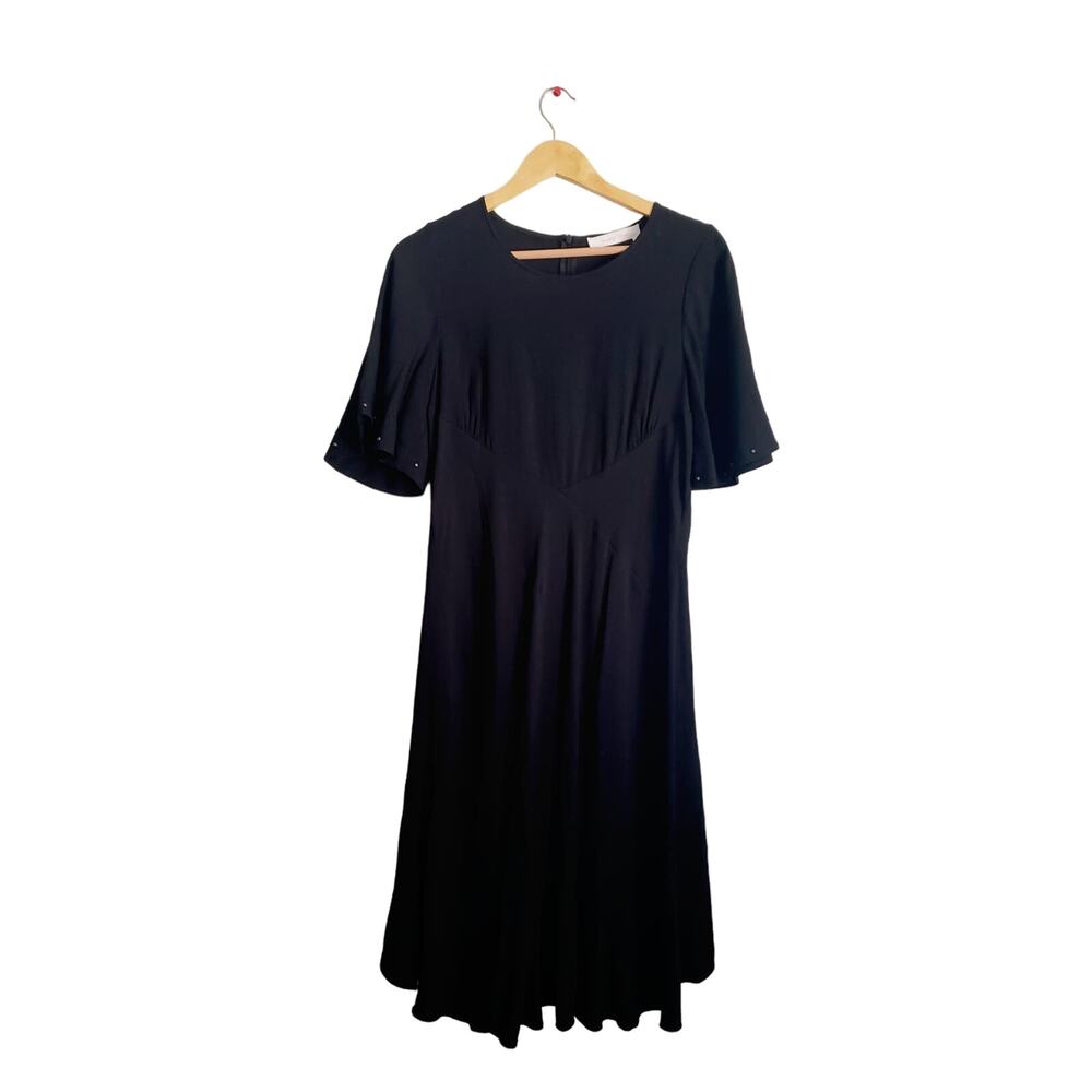 See By Chloe Crepe Studded Black Midi Dress Size 42 (US Size 6)